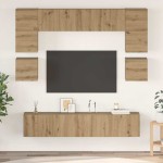 TV spintelių komplektas 8 pcs artisano ąžuolo 80 x 30 x 30 cm