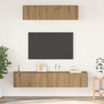 TV spintelės komplektas 4 pcs artisano ąžuolo
