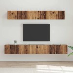 TV spintelės komplektas su lentyna 5 pcs Sena mediena Vidutinė
