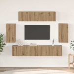 TV spintelių komplektas 6 pcs artisano ąžuolo 80 x 30 x 30 cm