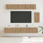 TV spintelių komplektas 6 pcs artisano ąžuolo 100 x 30 x 30 cm
