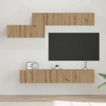 TV spintelių komplektas 7 pcs artisano ąžuolo 60 x 30 x 30 cm