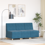Sofa Kėdė 3 pcs Mėlyna 55 x 74 x 82 cm Aksomas