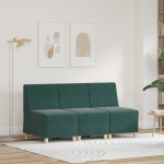 Sofa Kėdė 3 pcs Tamsiai žalia 55 x 74 x 82 cm Aksomas
