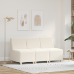 Sofa Kėdė 3 pcs Kreminė 55 x 74 x 82 cm Kordūrinė medžiaga