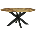 vidaXL Valgomojo stalas Apvalus Ø160x76 cm Tvirta mediena Šiurkštus mango