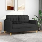 vidaXL Dvivietė sofa, juodos spalvos, 140cm, audinys