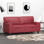 vidaXL Dvivietė sofa, raudonojo vyno spalvos, 120cm, dirbtinė oda