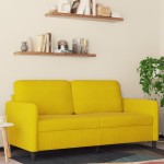 vidaXL Dvivietė sofa, geltonos spalvos, 140cm, aksomas