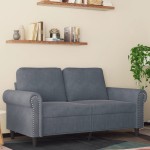 Dvivietė sofa, tamsiai pilkos spalvos, 120cm, aksomas