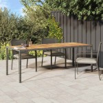 kiemo valgomojo stalas pilkas 250x100x75 cm poliratanas
