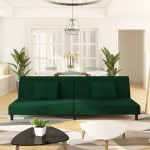 vidaXL Dvivietė sofa-lova su dvejomis pagalvėmis, žalia, aksomas