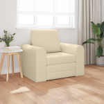 vidaXL Grindų sofa-lova 2-in-1 Kreminė 98x71x83 cm Audinys