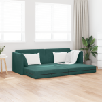 vidaXL Grindų Sofa-lova 2-in-1 Tamsiai žalia 213x144x60 cm Velveto