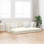 vidaXL Grindų Sofa Lova 2-in-1 Kreminė 213x144x60 cm Aksomas