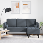 vidaXL 3 vietų sofa su chaise L formos tamsiai pilka 160 cm aksomu