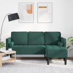 vidaXL 3-vietis sofa su chaise L forma tamsiai žalia 160 cm aksomas
