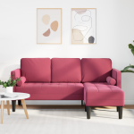 vidaXL 3-vietė sofa su L formos pufa vyno raudona 160 cm aksomas