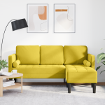 vidaXL L formos Sofa Geltona 173x131x67 cm Aksomas