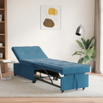 vidaXL Sofa Lova 3-in-1 Ištraukiamas Dizainas Mėlynas Aksomas