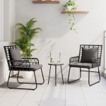 Sodo valgomojo komplektas su pagalve 3 pcs Juoda, Antracito