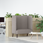 vidaXL aukšto atlošo sofa ruda 109x56x121 cm audinys