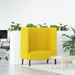 vidaXL aukšto atlošo sofa šviesiai geltona 109x56x121 cm audinys