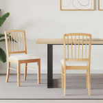 Valgomojo kėdės 2 pcs Natūrali 50 x 52,5 x 91 cm