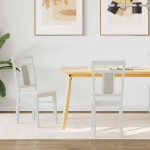 Valgomasis krėslas 2 pcs Balta Kietas gumos medis