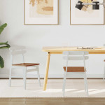 Valgomasis krėslas 2 pcs Balta ir Natūrali Kietas gumos medis