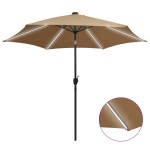 Sodo skėtis su LED ir aliuminio stulpu, taupe, 300cm