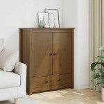 vidaXL Komoda, medaus ruda, 83x41,5x100cm, pušies medienos masyvas