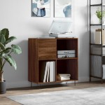 vidaXL Vinilinių plokštelių spintelė, ruda, 84,5x38x89cm, mediena