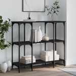 vidaXL Konsolinis staliukas, juodas, 102x35x90cm, apdirbta mediena