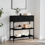 vidaXL Konsolinis staliukas, juodas, 72,5x25x75cm, apdirbta mediena