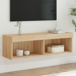 TV spintelė su LED lemputėmis, ąžuolo spalvos, 100x30x30cm