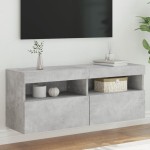Sieninė TV spintelė su LED lemputėmis, betono, 100x30x40cm