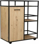 Spintelė su lentynomis HEDVIG 77,4x42xA94cm, uosio/juodos spalvos